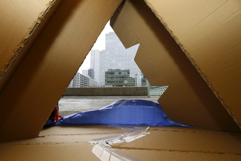 Schlafplatz eines Obdachlosen in Brüssel