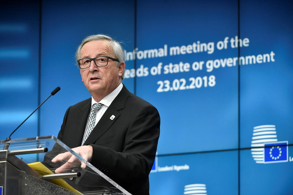 Jean-Claude Juncker am 23.2.2018 beim EU-Gipfel in Brüssel