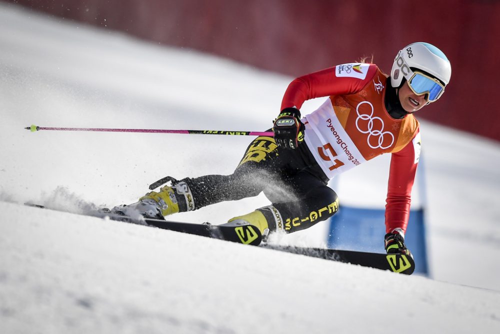 Kim Vanreusel im Riesenslalom bei den Olympischen Spielen in Pyeongchang