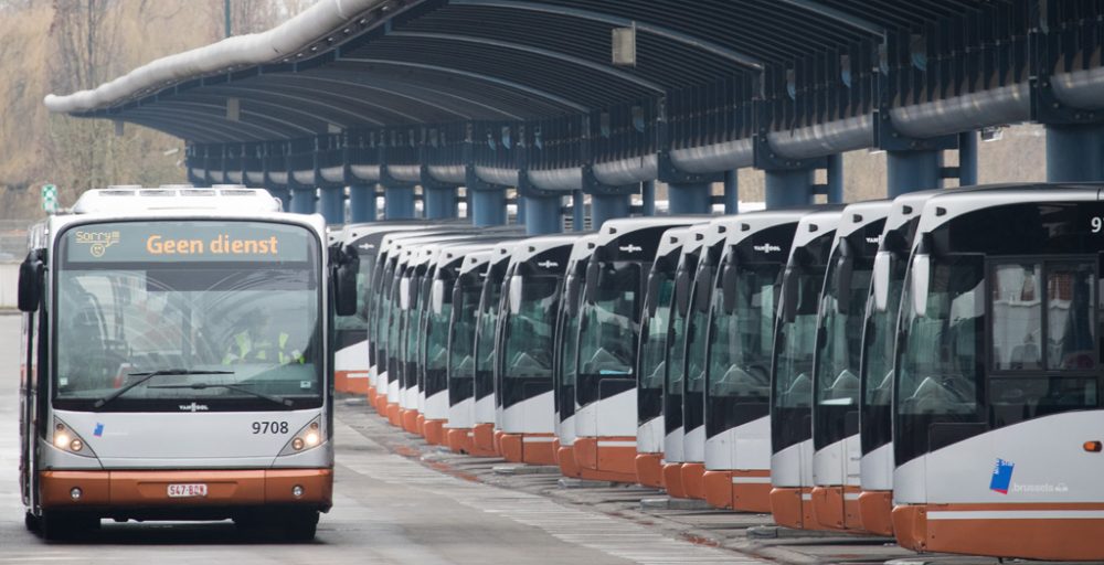 Stib-Busse im Depot in Brüssel