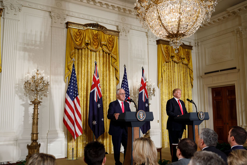 Gemeinsame Pressekonferenz von Donald Trump und Australiens Premier Malcolm Turnbull (23.2.2018)