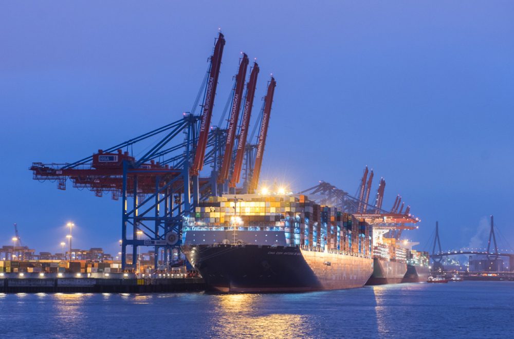 Das Containerschiff Antoine De Saint Exupéry am 15.3.2018 im Hafen von Hamburg