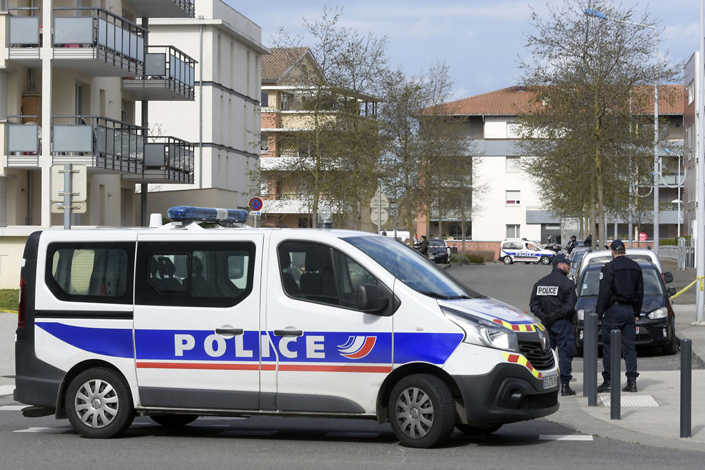 Nach Anschlag auf das aserbaidschanische Ehepaar Rahim und Aida Namazow: Französische Polizisten in Colomiers (30.3.2018)