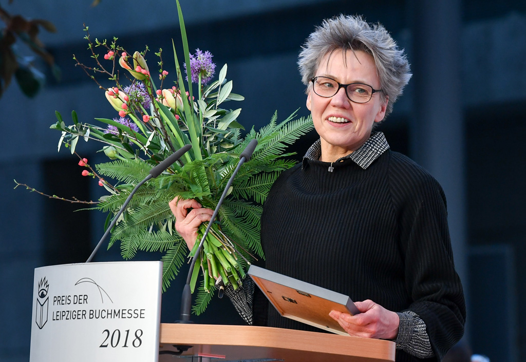 Die Schriftstellerin Esther Kinsky auf der Leipziger Buchmesse (15.3.2018)
