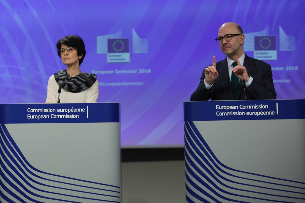 Marianne Thyssen und Pierre Moscovici am 7.3.2018 in Brüssel