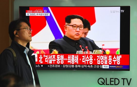 Der nordkoreanische Machthaber Kim Jong Un im Fernsehen