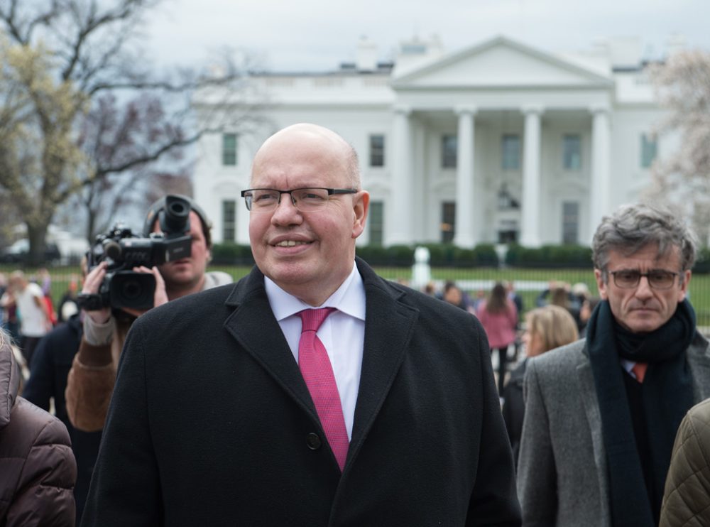 Der neue deutsche Wirtschaftsminister Peter Altmaier am 19.3.2018 vor dem Weißen Haus in Washington DC