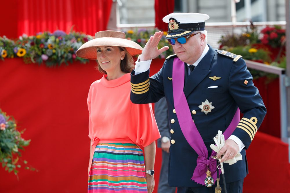 Prinzessin Claire und Prinz Laurent beim belgischen Nationalfeiertag 2017 in Brüssel (Bild: Kurt Desplenter/Belga)