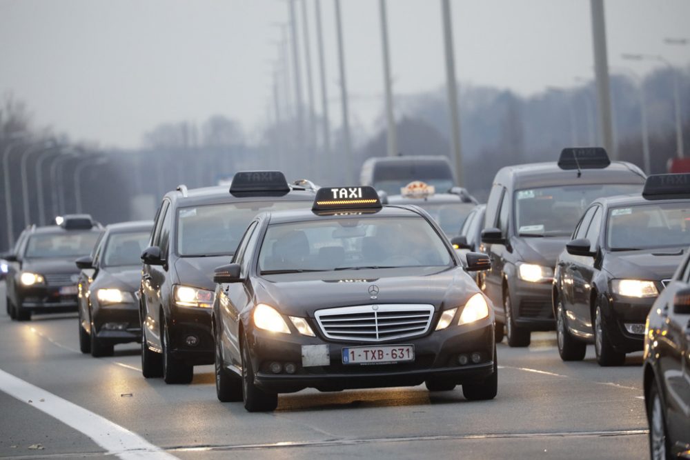 Proteste der belgischen Taxifahrer in Brüssel (27. März 2018)