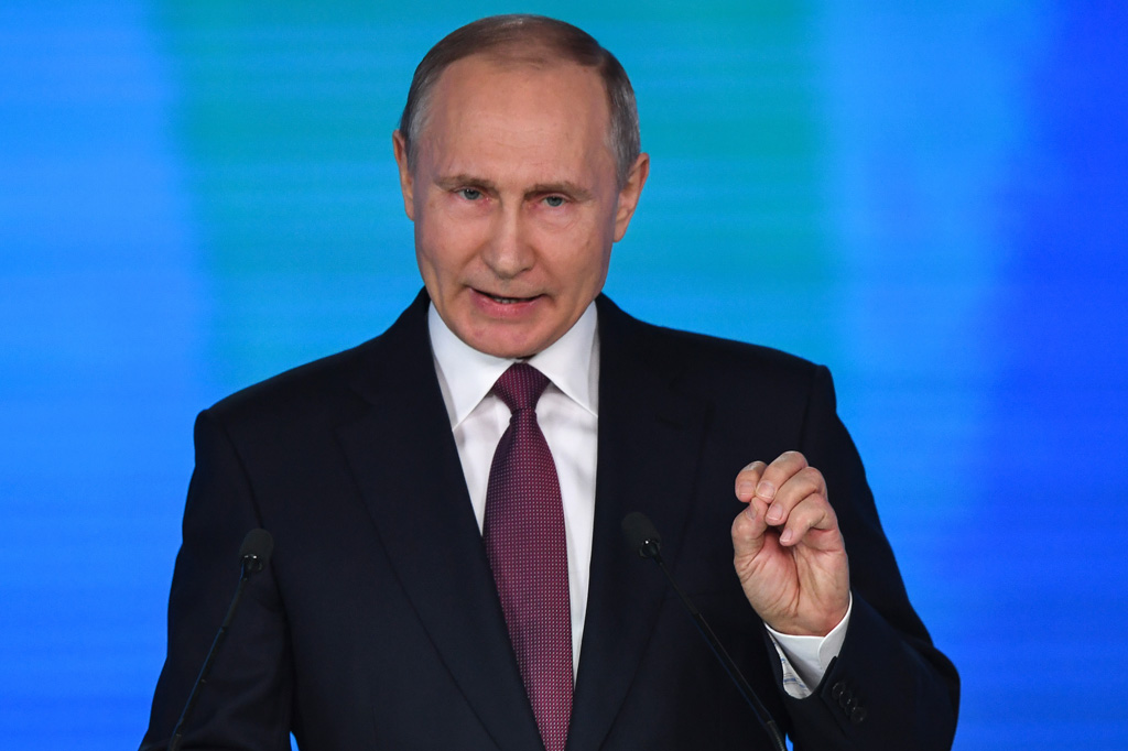 Der russische Präsident Wladimir Putin (Bild vom 1. März 2018)