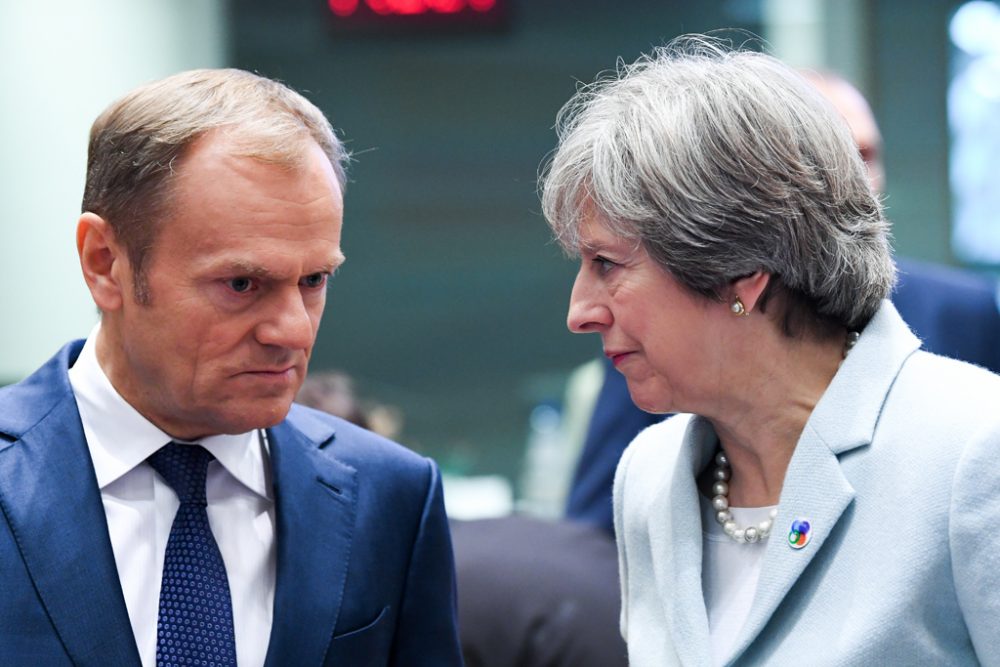 EU-Ratspräsident Donald Tusk und Großbritanniens Premierministerin Theresa May (Bild: Frederic Sierakowski/Pool/Belga)