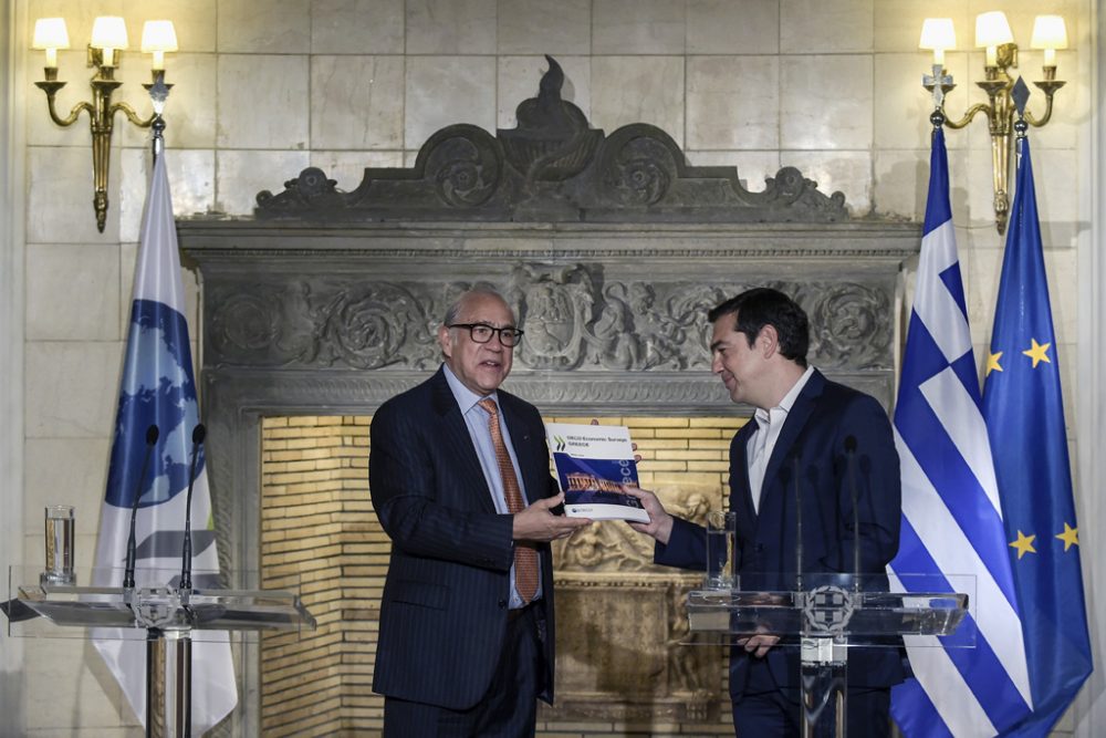 Angel Gurria und Alexis Tsipras am 30.4.2018 in Athen