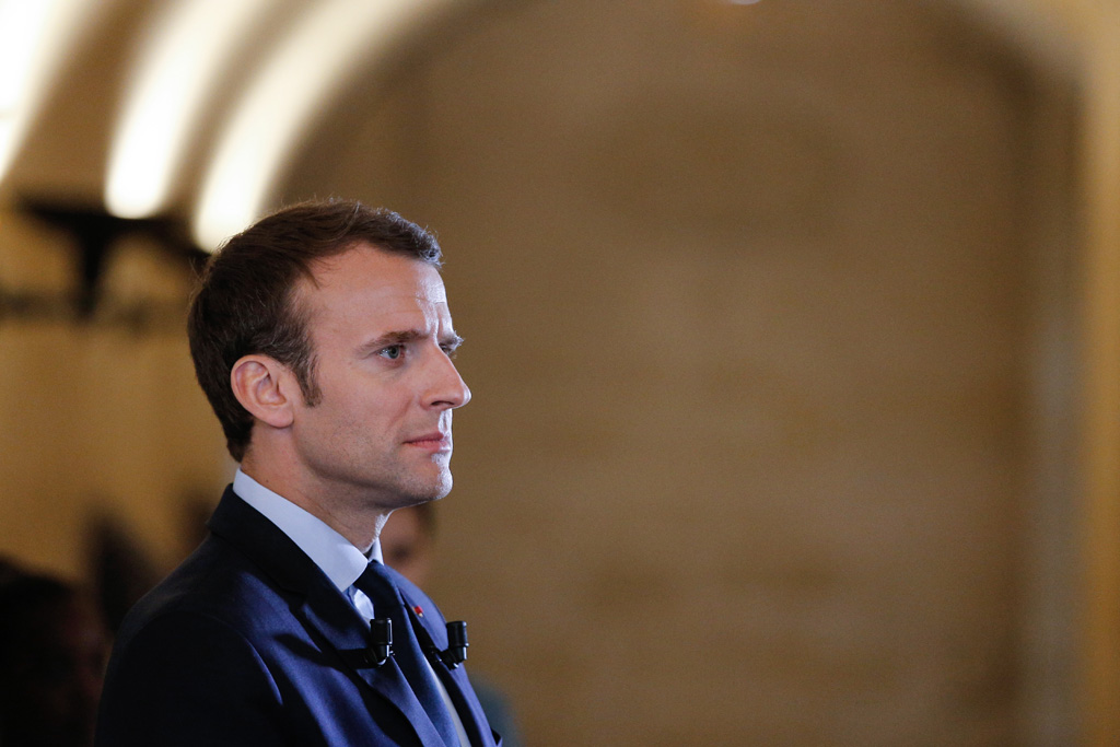 Der französische Präsident Emmanuel Macron am 27.4.2018 im Pantheon in Paris