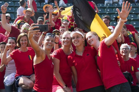 FedCup Team: Kirsten Flipkens, Ysaline Bonaventure, Elise Mertens und Alison Van Uytvanck (Bild: Laurie Dieffembacq/Belga)