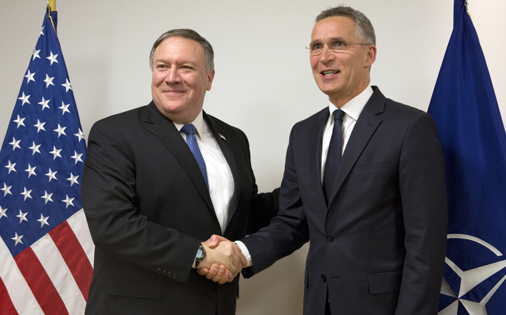US-Außenminister Mike Pompeo und Nato-Generalsekretär Jens Stoltenberg am 27.4.2018 in Brüssel