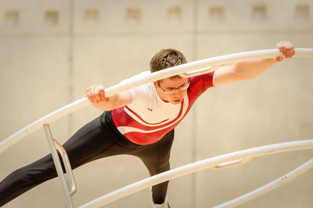 Achim Pitz bei der Rhönrad-WM in der Schweiz im Mai 2018 (Bild: Bart Treuren)