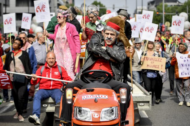 Protest gegen die Rentenreform der Föderalregierung in Brüssel (Bild: Dirk Waem/Belga)