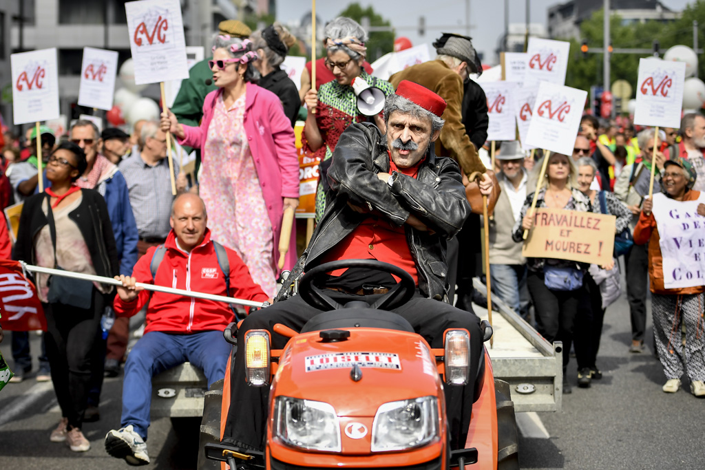 Protest gegen die Rentenreform der Föderalregierung in Brüssel (Bild: Dirk Waem/Belga)