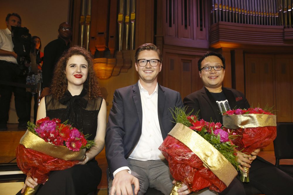 Eva Zaicik, Samuel Hasselhorn und Ao Li (Bild: Nicolas Materlinck/Belga)