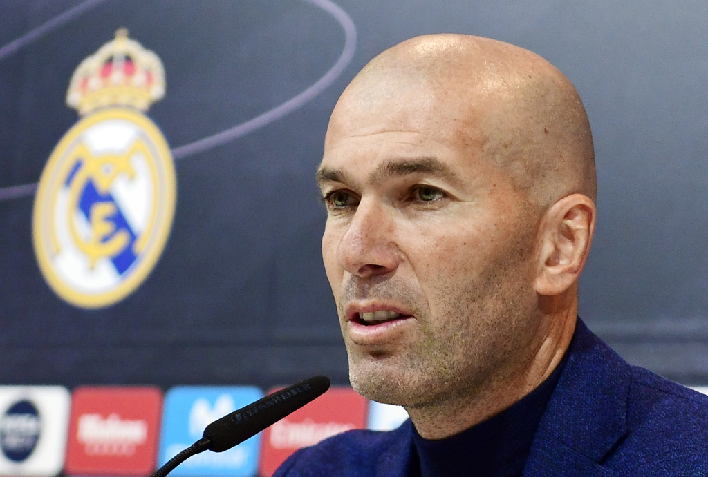 Zinédine Zidane am 31.5.2018 auf einer Pressekonferenz in Madrid