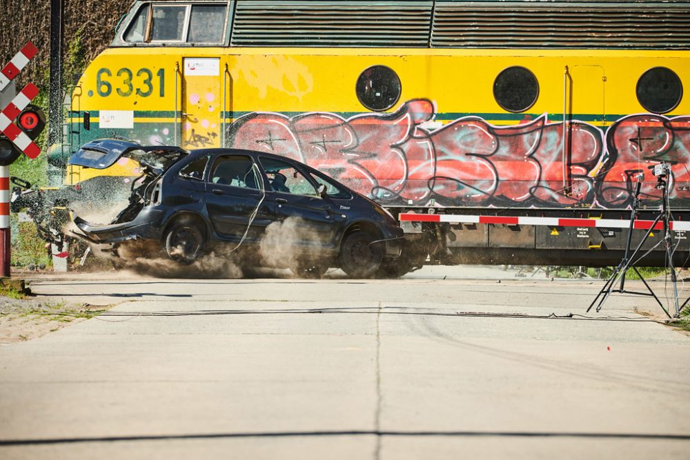 Sensibilisierungskampagne Sicherheit an Bahnübergängen (Bild: Benjamin Brolet/belga)