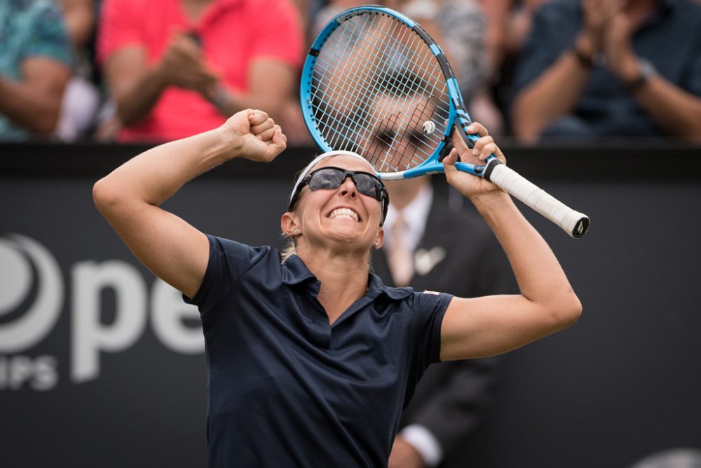 Kirsten Flipkens am 16.6.2018 nach dem Halbfinale beim WTA-Turnier im niederländischen Rosmalen