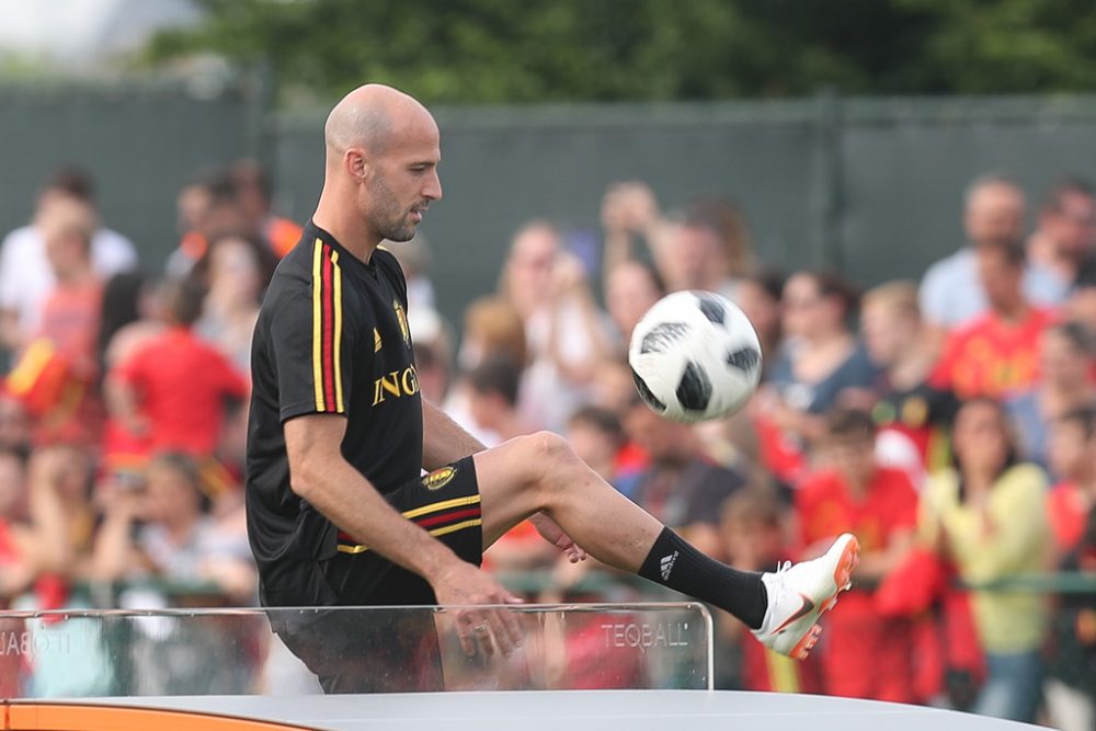 Laurent Ciman am 8.6.2018 beim Training cder Roten Teufel in Tubize