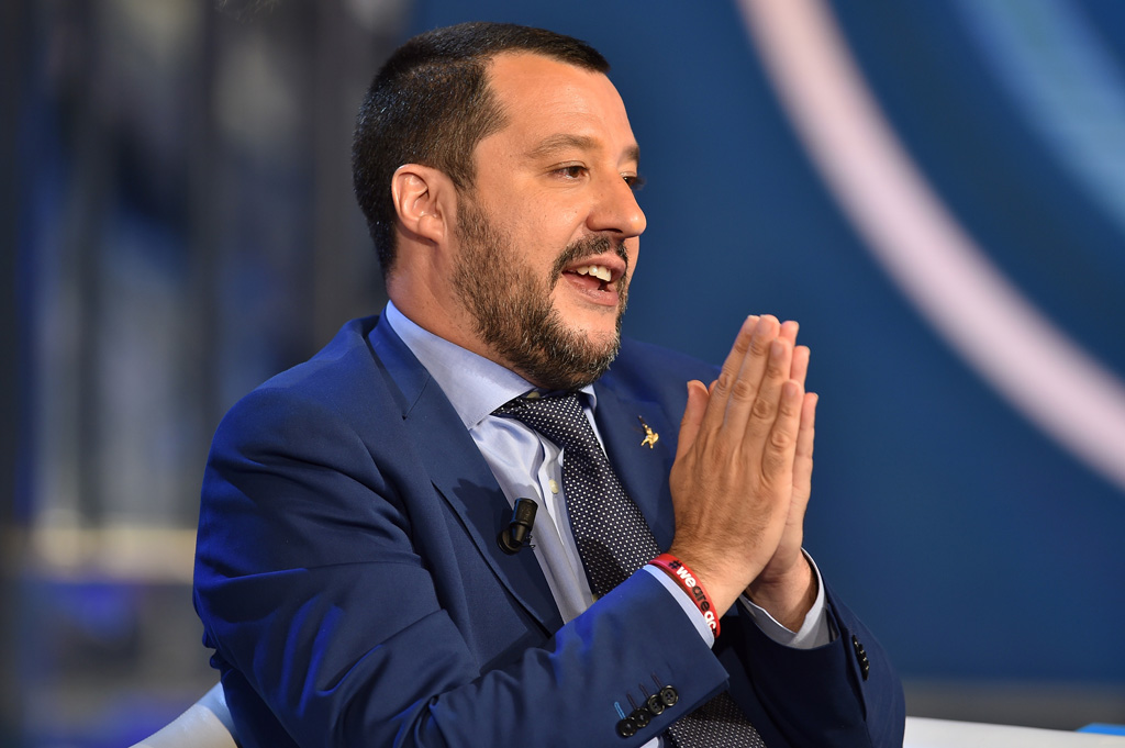 Italiens Innenminister Matteo Salvini in der Rai-Talkshow "Porta a Porta" am 20. Juni