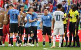 Uruguays Spieler in Feierlaune nach dem Sieg gegen Russland am 25.6.2018 in Samara