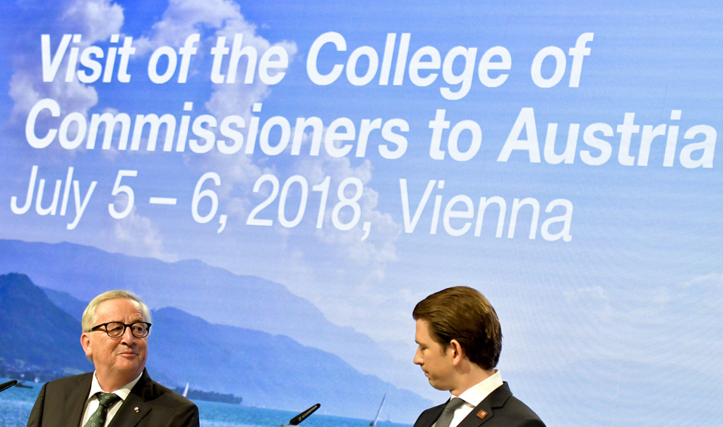Jean-Claude Juncker und Sebastian Kurz am 6.7.2018 in Wien