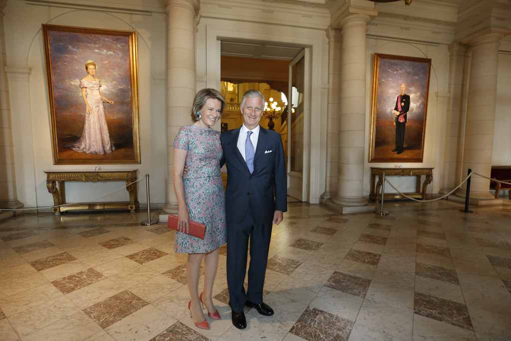 Königin Mathilde und König Philippe am 20.7.2018 im Königlichen Palast in Brüssel