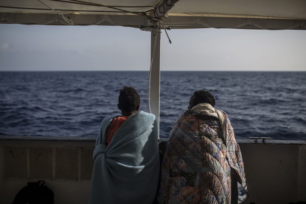 Migranten auf dem Rettungsschiff "Open Arms"