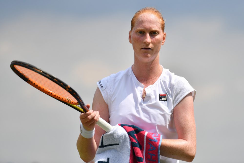 Alison Van Uytvanck während der Achtelfinal-Begegnung von Wimbledon am 9.7.2018 gegen Daria Kasatkina