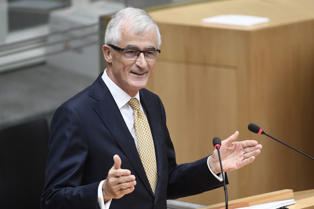 Flanderns Ministerpräsident Geert Bourgeois (N-VA) am 24.9.2018 bei der Vorstellung des Haushalts 2019