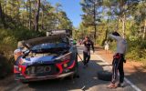 Thierry Neuville und Nicolas Gilsoul versuchen, den Hyundai notdürftig zu reparieren