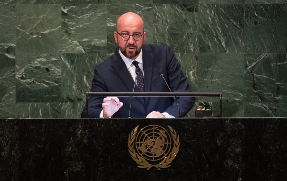 Premierminister Charles Michel bei seiner Rede vor den Vereinten Nationen (27.9.2018)