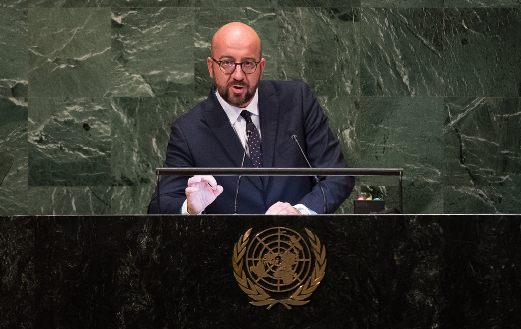 Premierminister Charles Michel bei seiner Rede vor den Vereinten Nationen (27.9.2018)