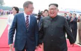 Südkoreas Präsident Moon Jae In und Nordkoreas Machthaber Kim Jong Un in Pjöngjang