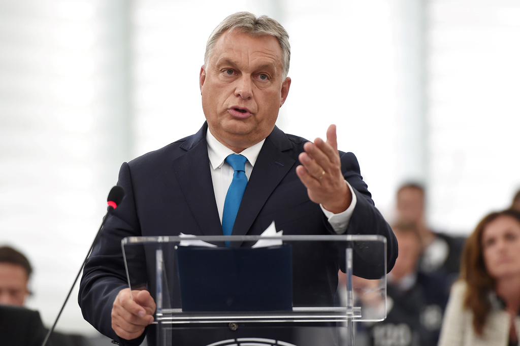 Der ungarische Premierminister Viktor Orban bei seiner Rede vor dem Europaparlament (11.9.2018)v