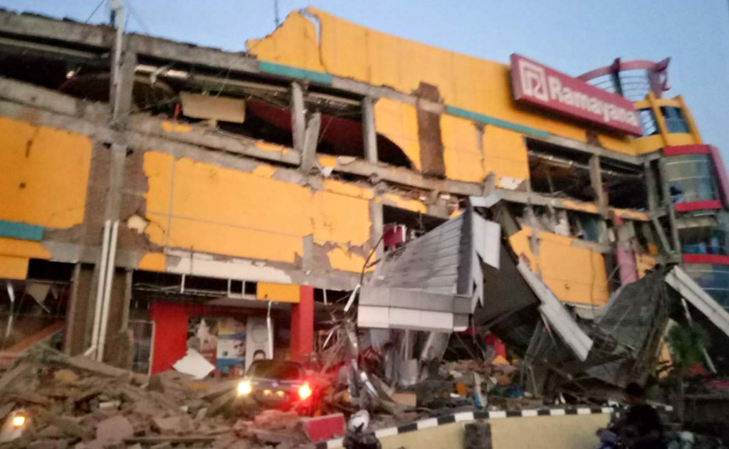 Nach Erdbeben vor Indonesien: Zerstörtes Einkaufszentrum in Küstenstadt Palu