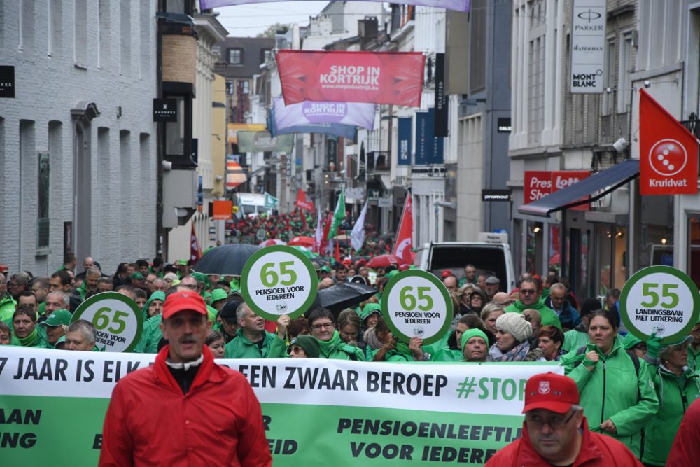 Protest gegen die Rentenreform in Kortrijk (Bild: Sandro Delaer/Belga)