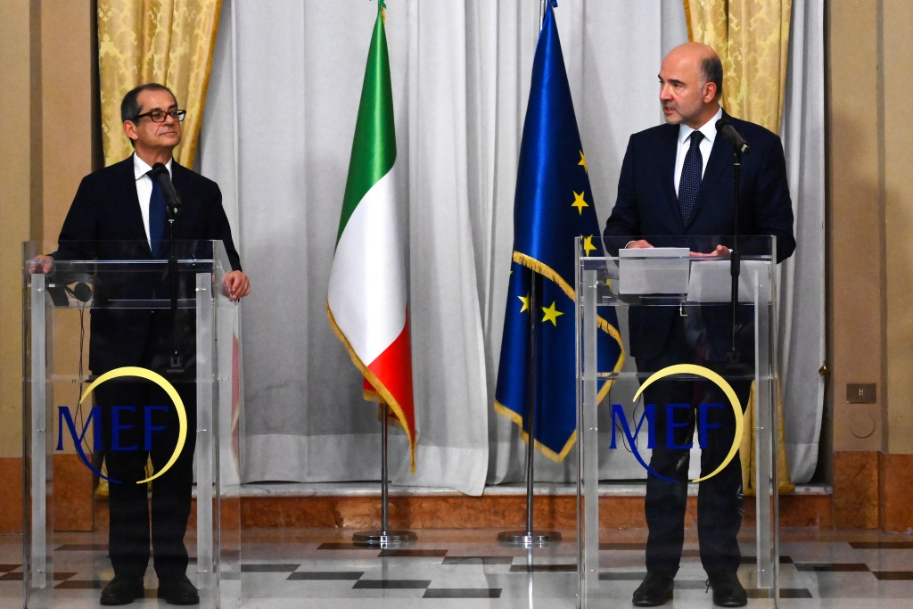 Italiens Finanz- und Wirtschaftsminister Giovanni Tria und EU-Kommissar Pierre Moscovici