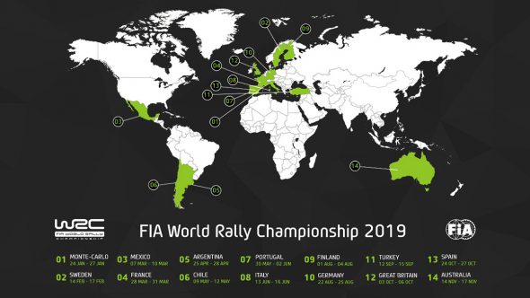 Kalender der Rallye-WM 2019 (Bild: WRC)