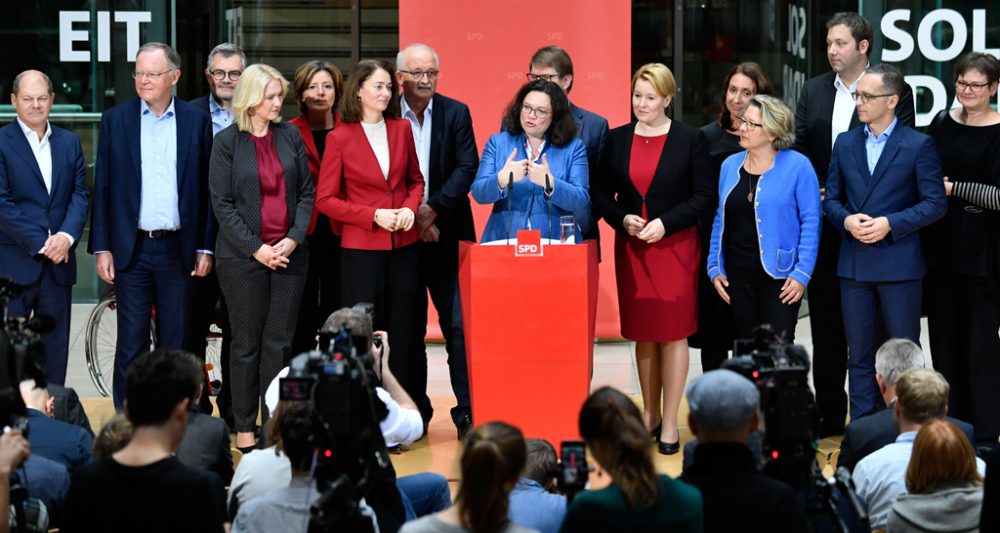 Die SPD-Chefin Andrea Nahles am 5.11.2018 mit Parteikollegen in Berlin