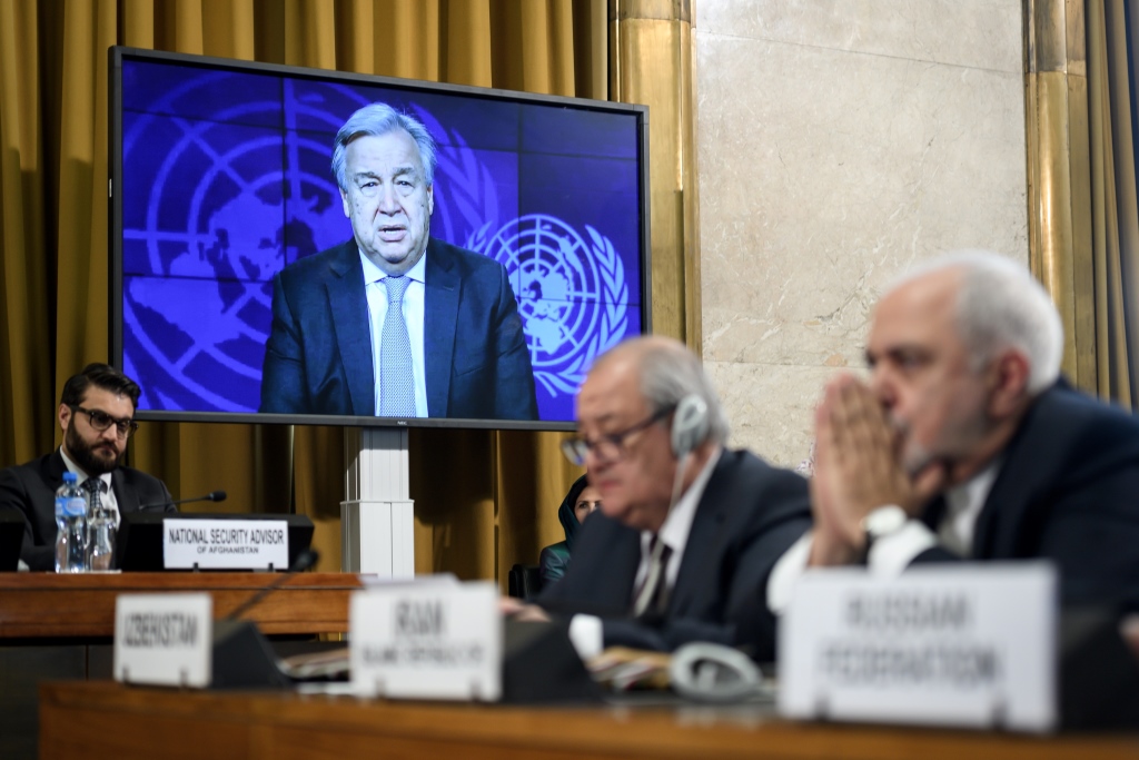 Guterres gibt eine Ansprache während einer UN-Konferenz (Bild: Fabrice COFFRINI / AFP)