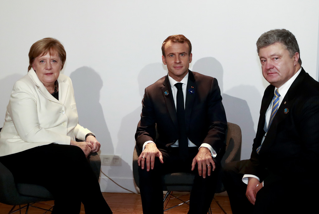 Merkel, Macron und Poroschenko in Paris