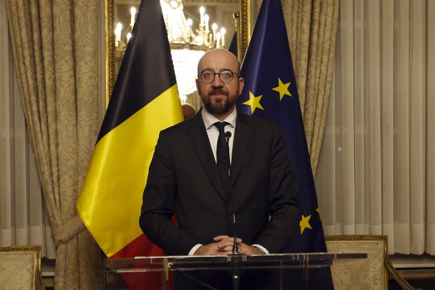 Pressekonferenz von Charles Michel am Samstag in Brüssel (Bild: Nicolas Maeterlinck/Belga)
