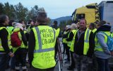 Gilets Jaunes am 21.12.2018 an der Autobahn-Maut-Stelle Le Boulou in Südfrankreich