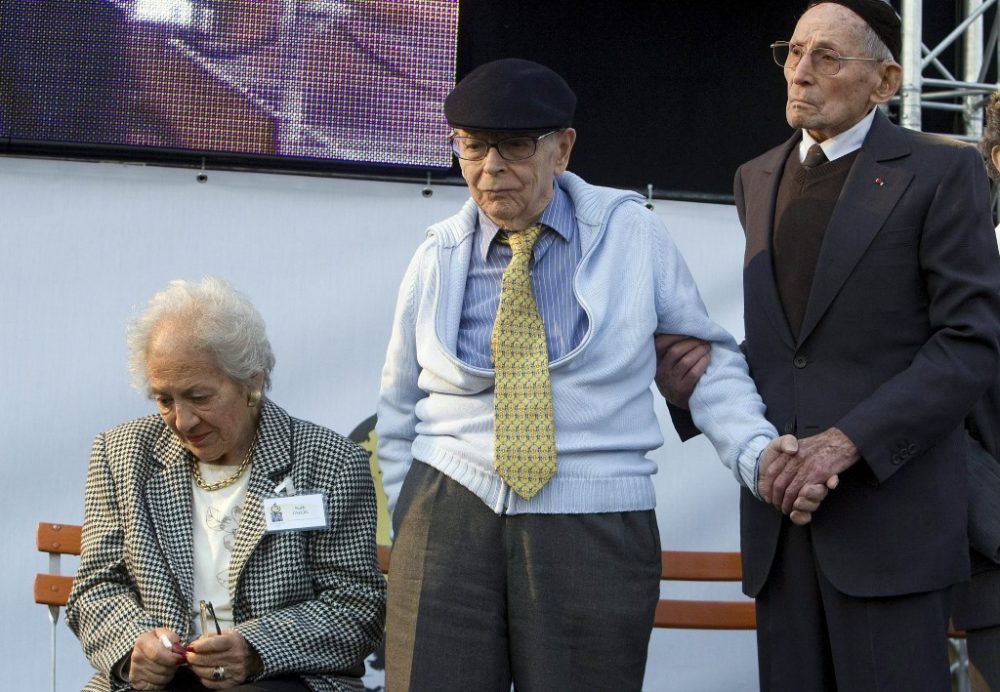 Die Holocaust-Überlebenden Ruth Fayon, David Planer und Georges Loinger bei einer Gedenkzeremonie in Genf 2009