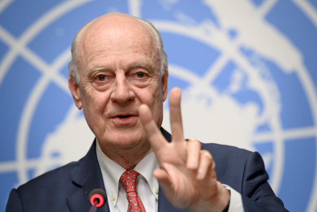 UN-Vermittler Staffan de Mistura am Dienstag in Genf (Bild: Fabrice Coffrini/AFP)